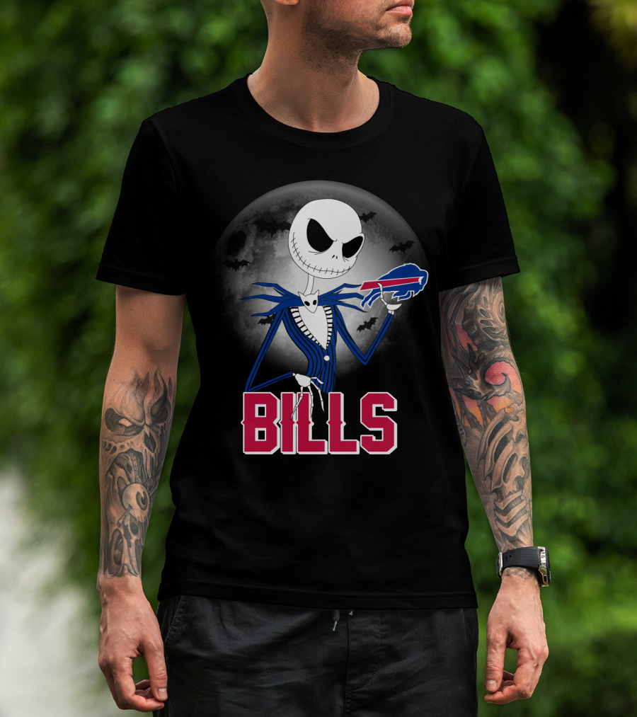 Jack Skellington Halloween Buffalo Bills Moon Bats T-Shirt