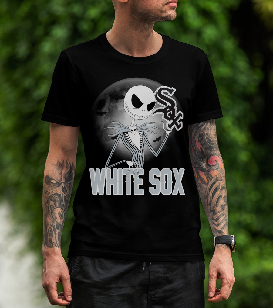 Jack Skellington Halloween Chicago White Sox Moon Bats T-Shirt