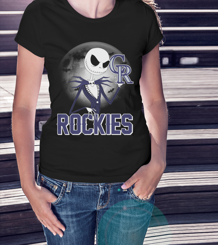 Jack Skellington Halloween Colorado Rockies Moon T-Shirt