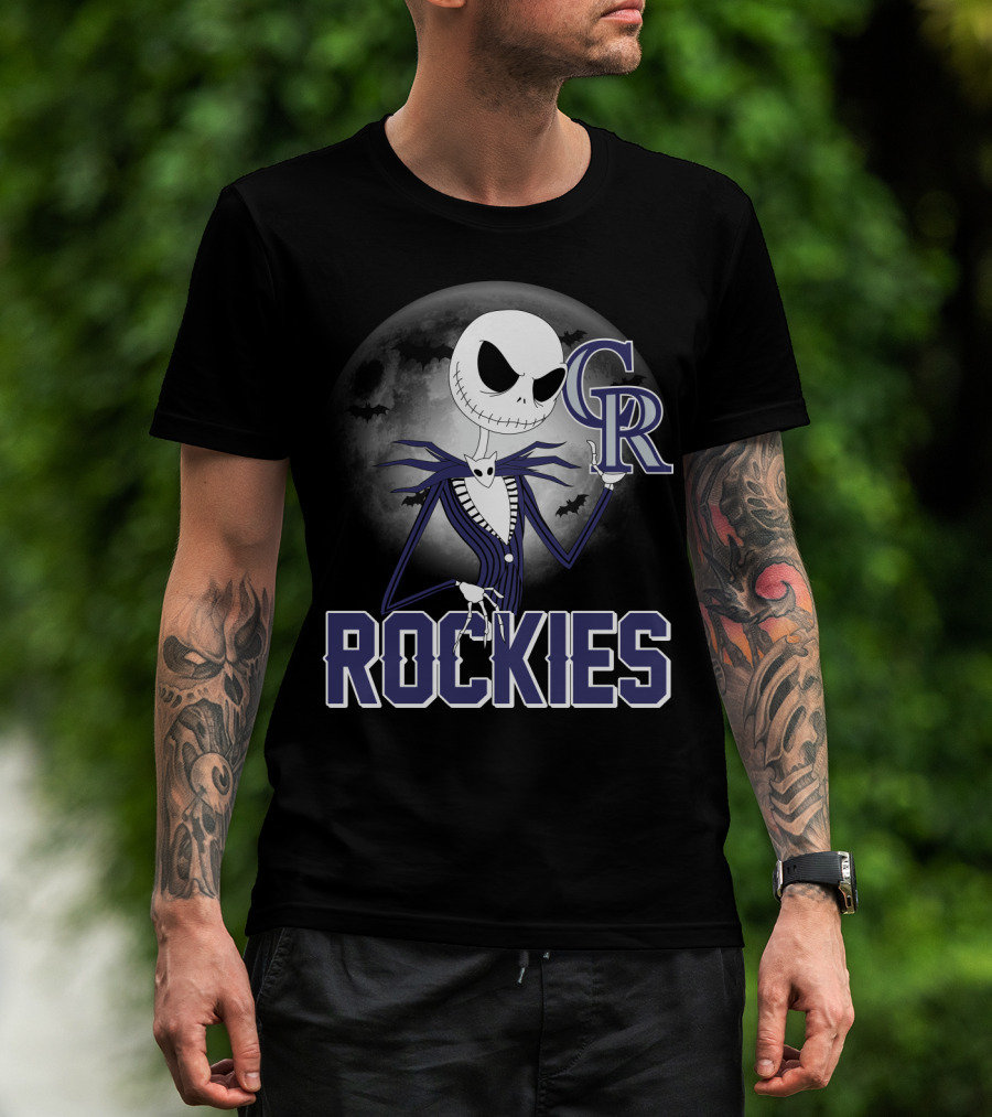 Jack Skellington Halloween Colorado Rockies Moon T-Shirt