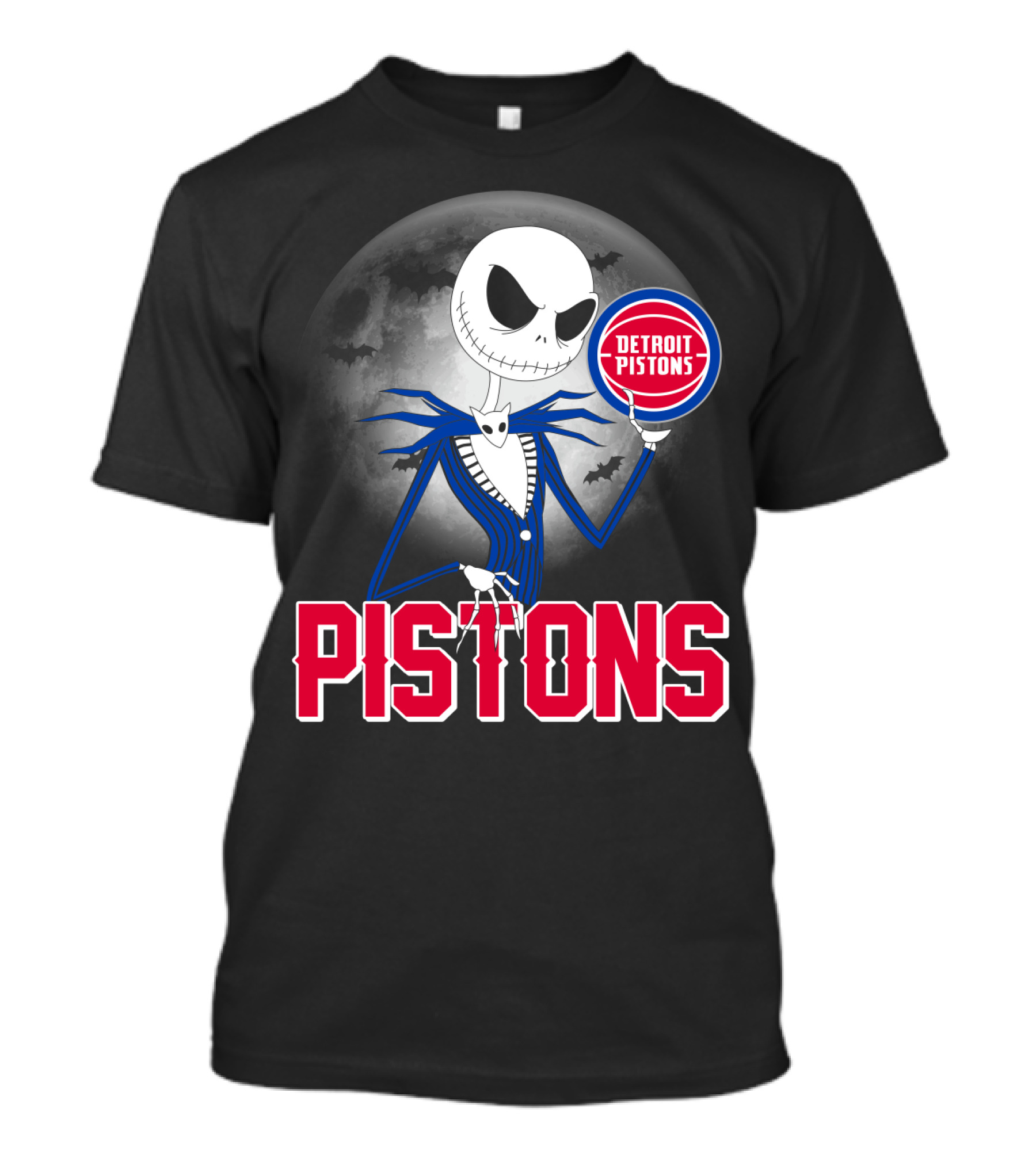 Jack Skellington Detroit Pistons Halloween Moon T-Shirt