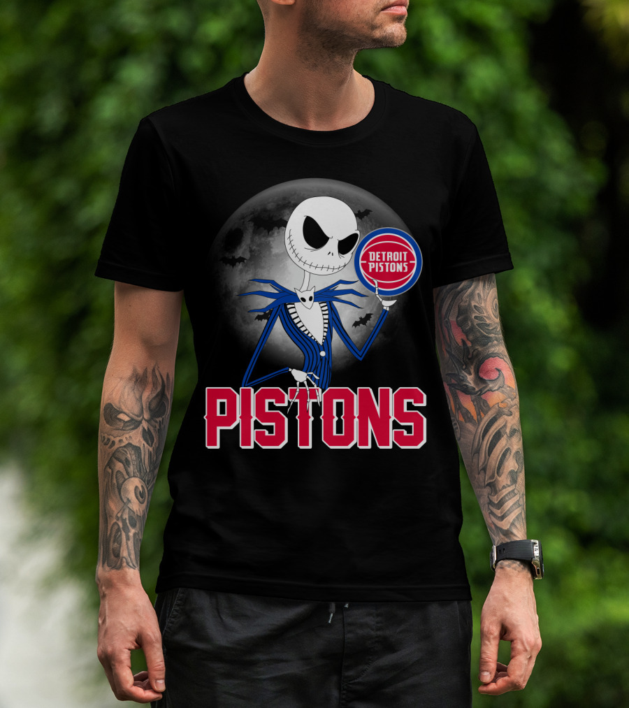 Jack Skellington Detroit Pistons Halloween Moon T-Shirt