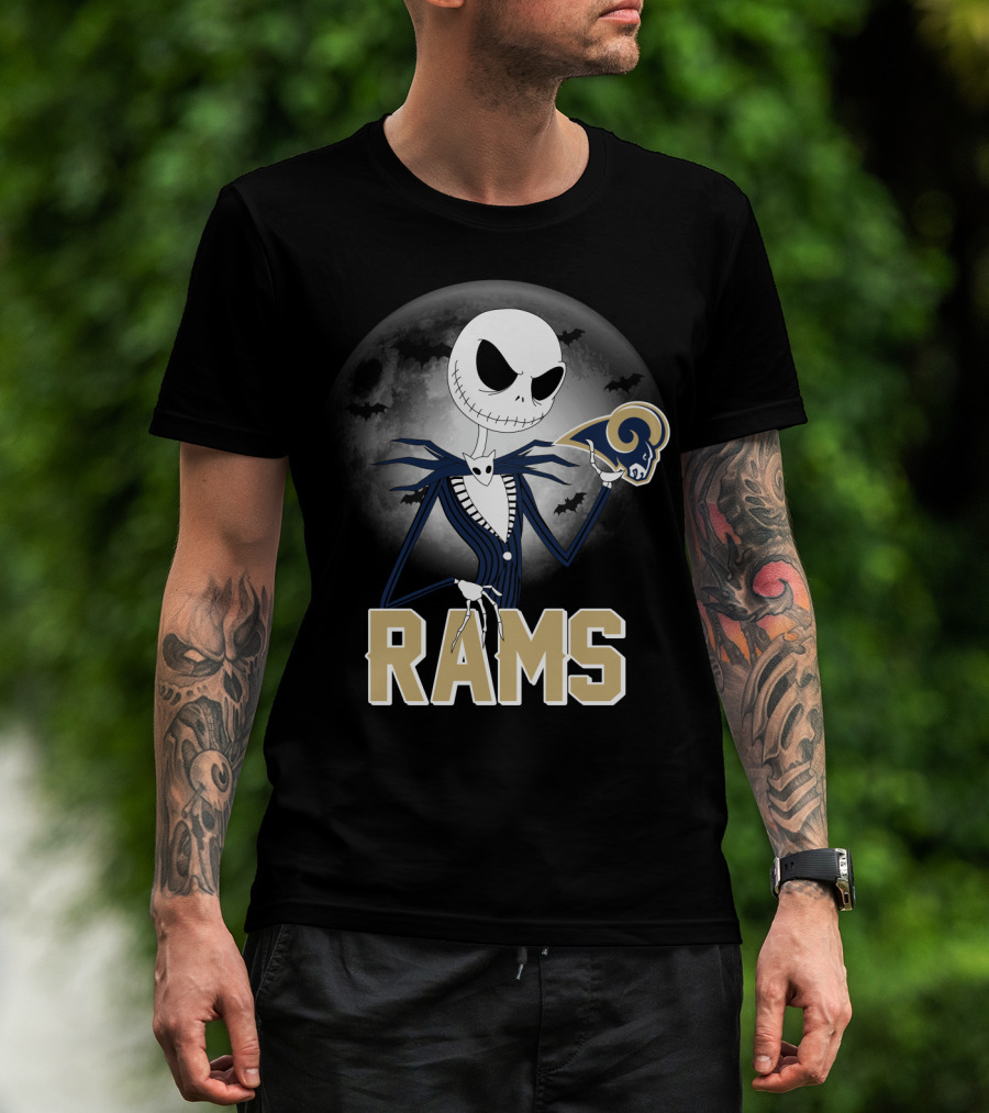 Jack Skellington Halloween Rams Moon Logos T-Shirt