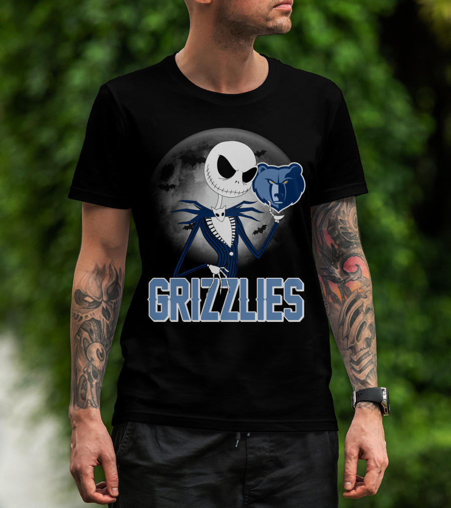 Jack Skellington Grizzlies Halloween Moon T-Shirt