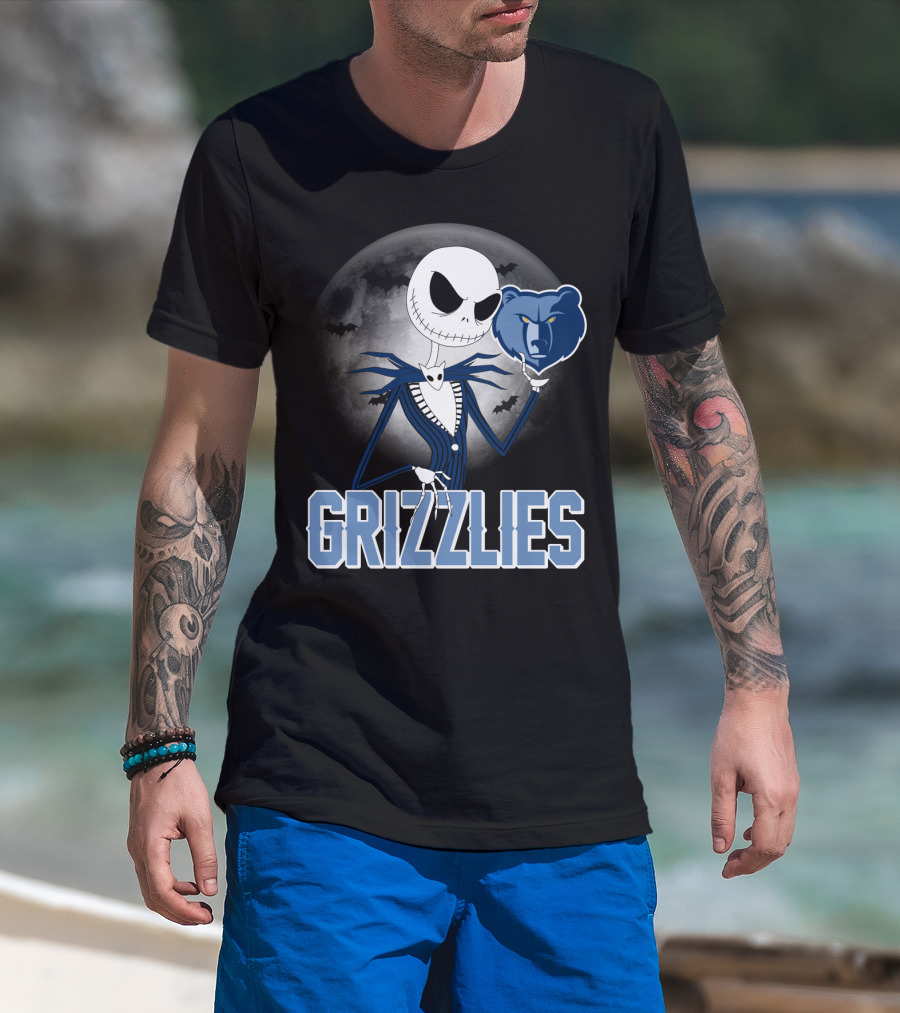 Jack Skellington Grizzlies Halloween Moon T-Shirt