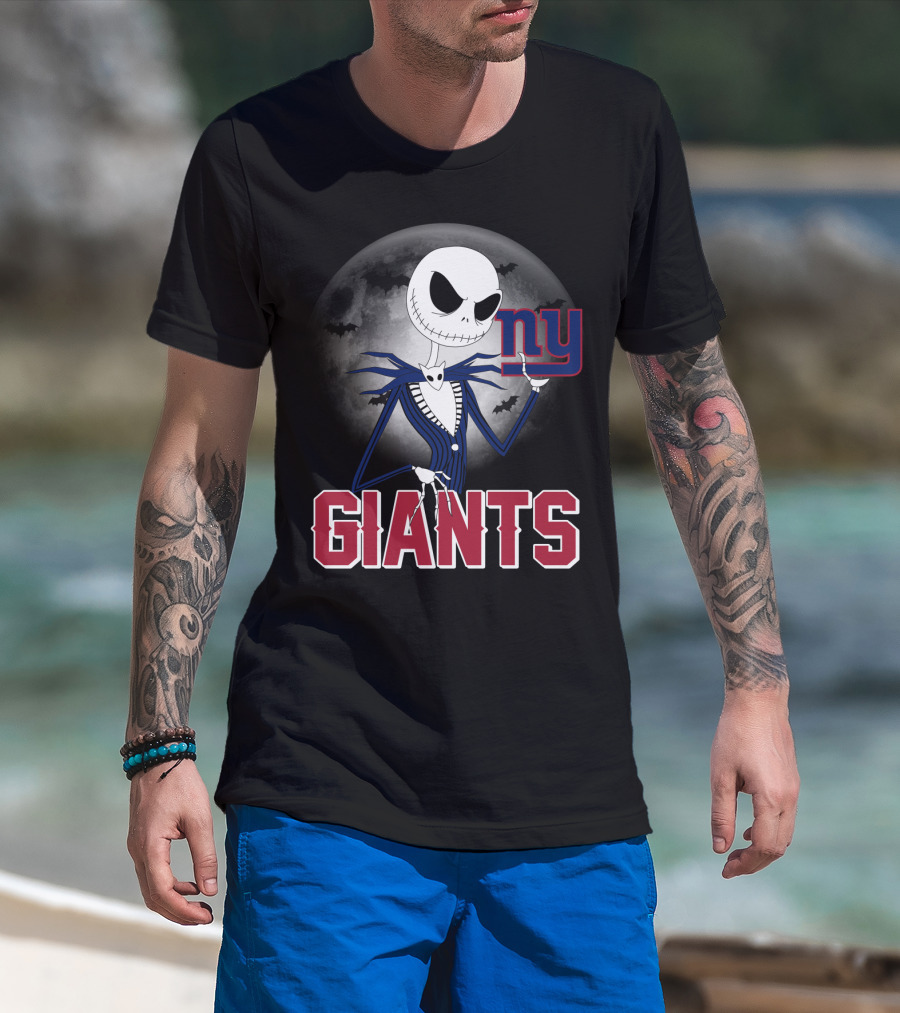 Jack Skellington New York Giants Halloween Moon T-Shirt