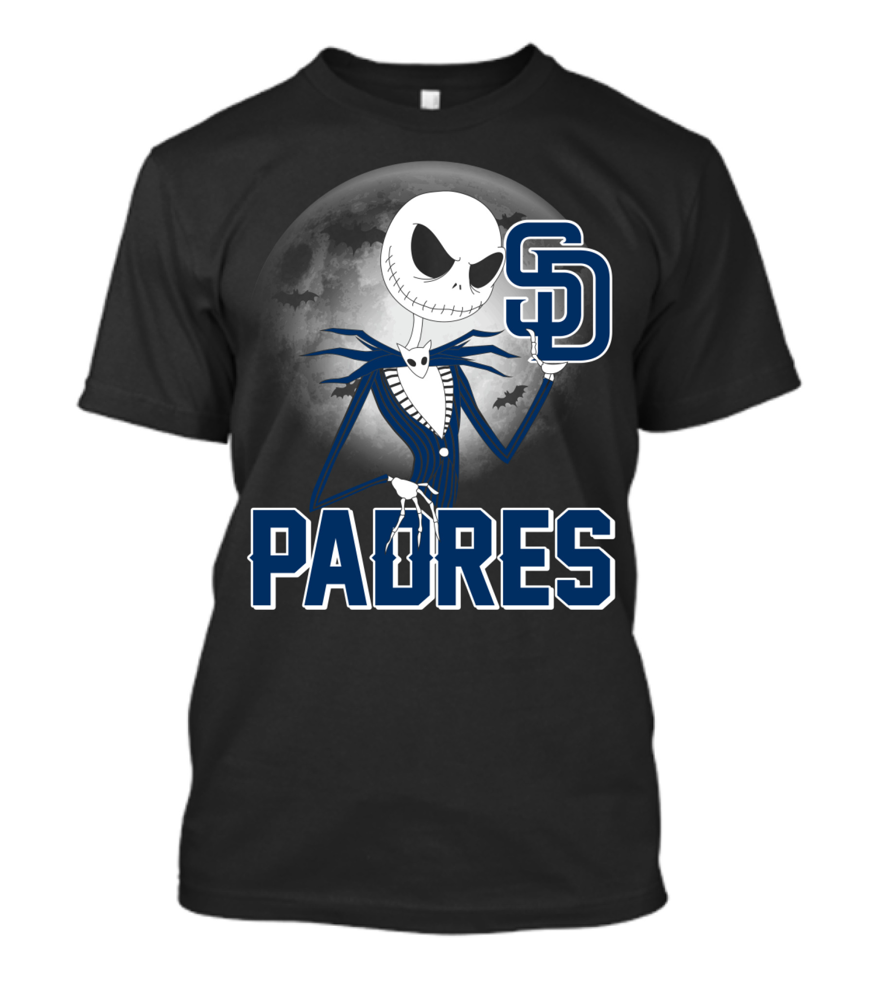 Jack Skellington San Diego Padres Halloween Moon Background T-Shirt