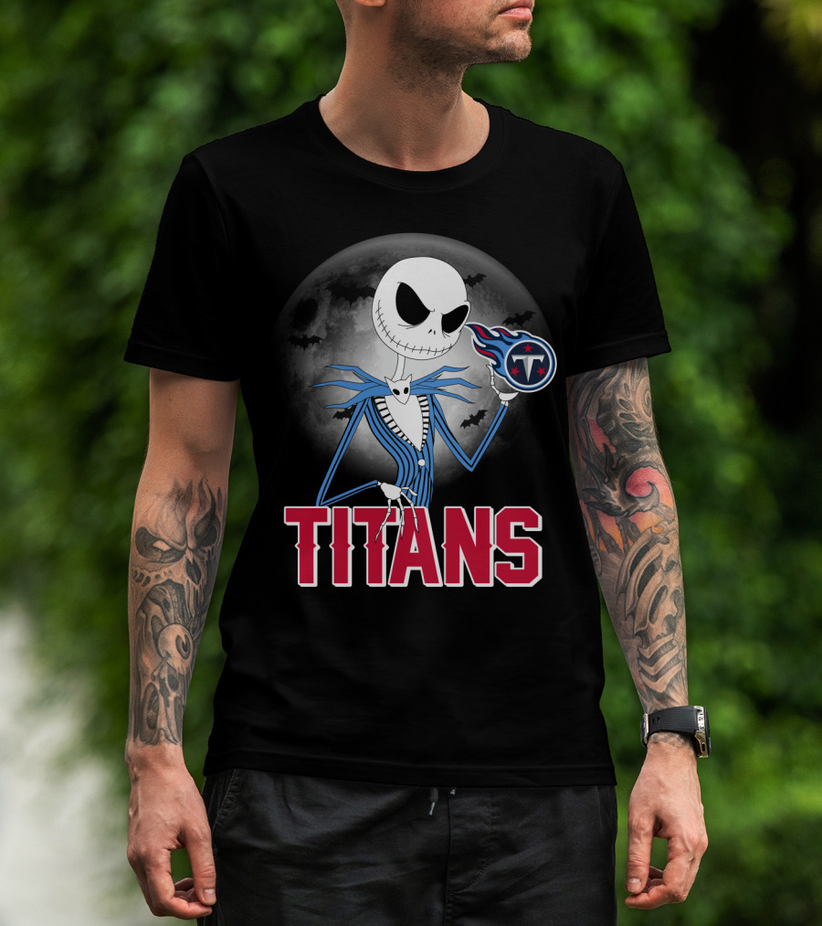 Jack Skellington Titans Halloween Night Tennessee Theme T-Shirt