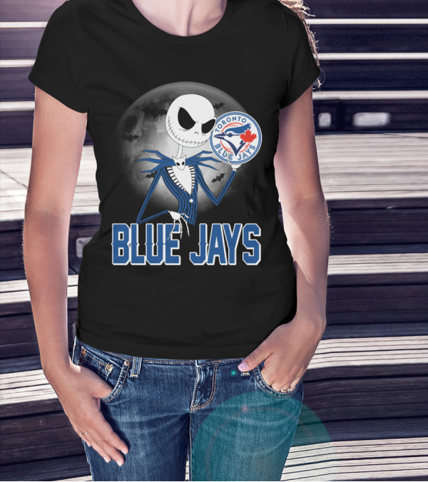 Jack Skellington Toronto Blue Jays Halloween Moon Bats T-Shirt