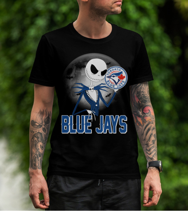 Jack Skellington Toronto Blue Jays Halloween Moon Bats T-Shirt