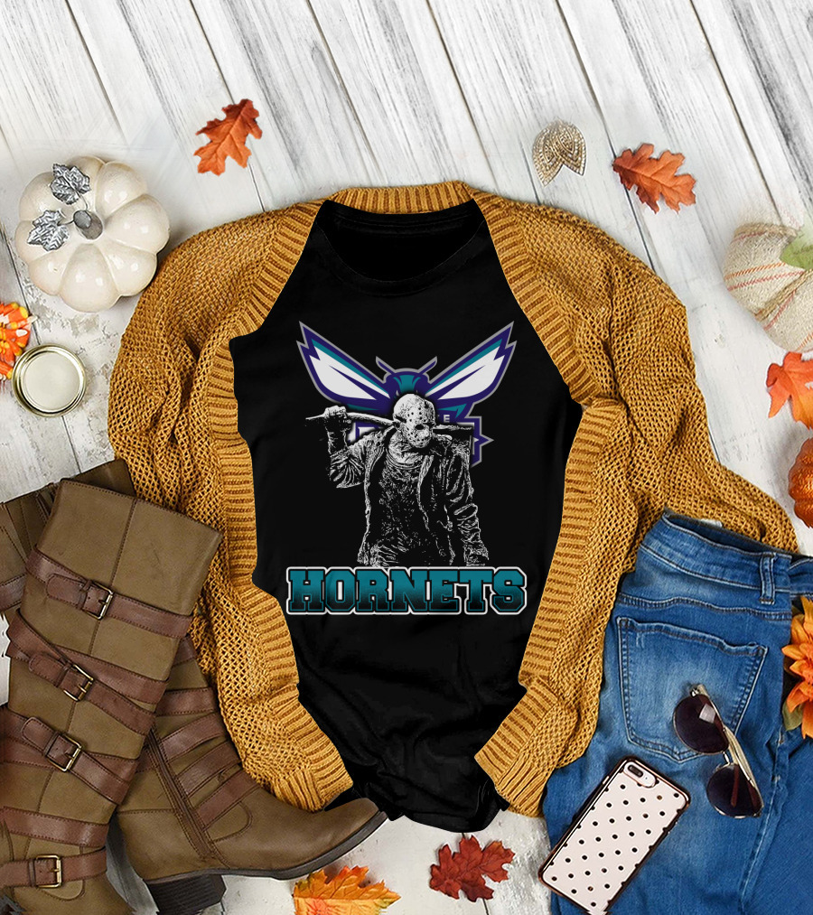 Charlotte Hornets Jason Voorhees Crossover Fan Mashup T-Shirt