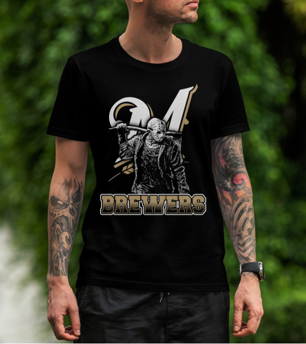 Mashup Of Jason Voorhees With Milwaukee Brewers Fans Aesthetic T-Shirt