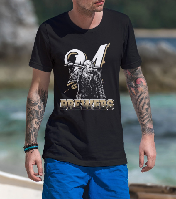 Mashup Of Jason Voorhees With Milwaukee Brewers Fans Aesthetic T-Shirt