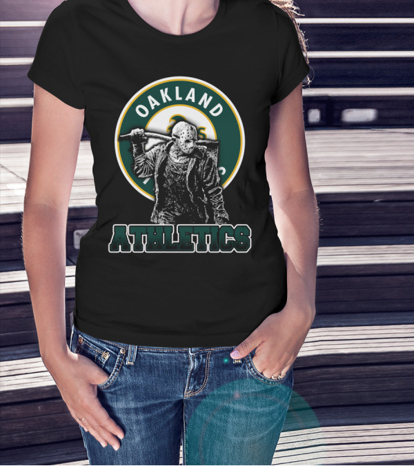 Oakland Athletics And Jason Voorhees Crossover Logo Fan T-Shirt