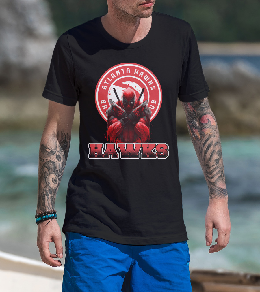 Atlanta Hawks Deadpool Crossover Basketball Fans T-Shirt