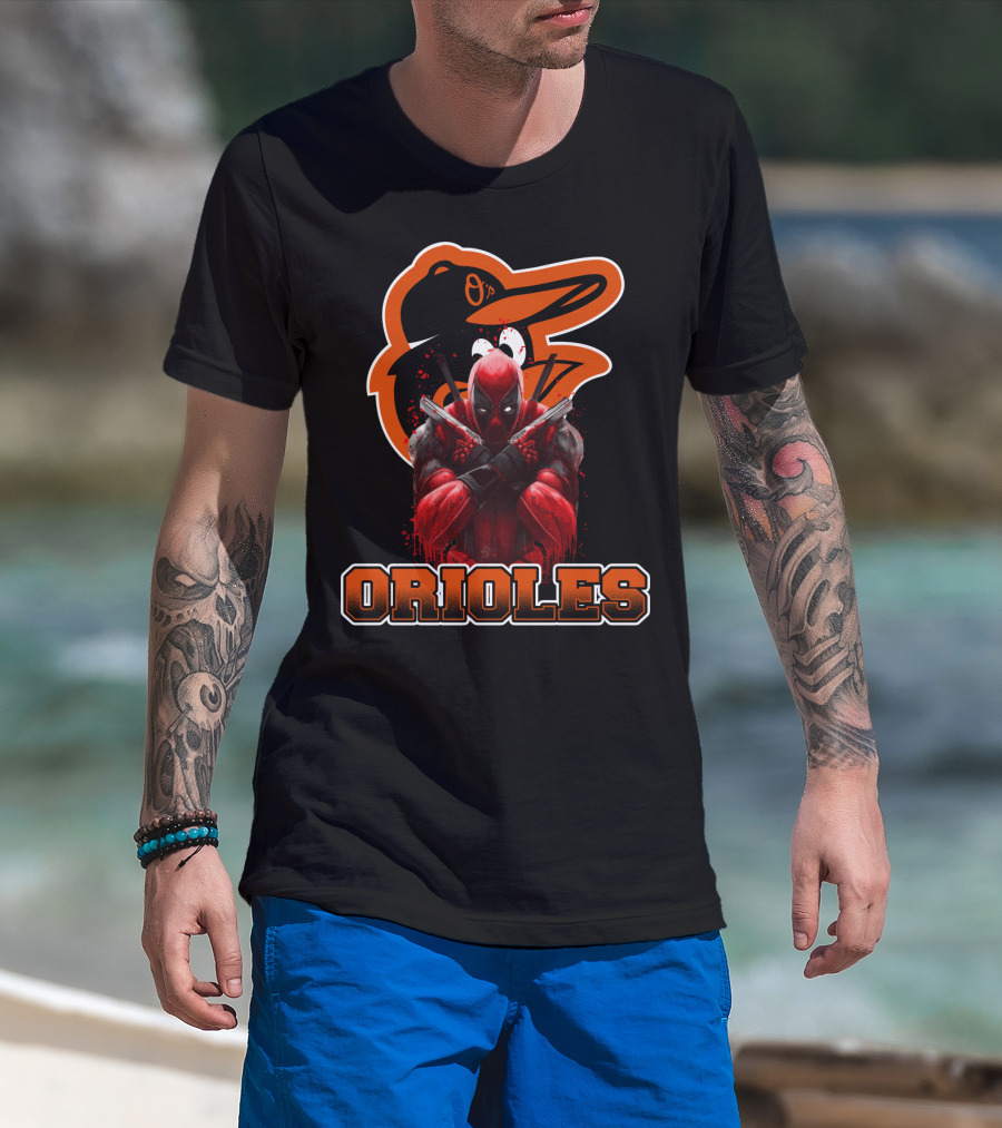 Baltimore Orioles Deadpool Mashup Orioles Logo & Character Crossover T-Shirt