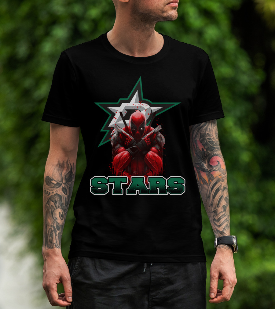 Deadpool Dallas Stars Nhl Crossover T-Shirt