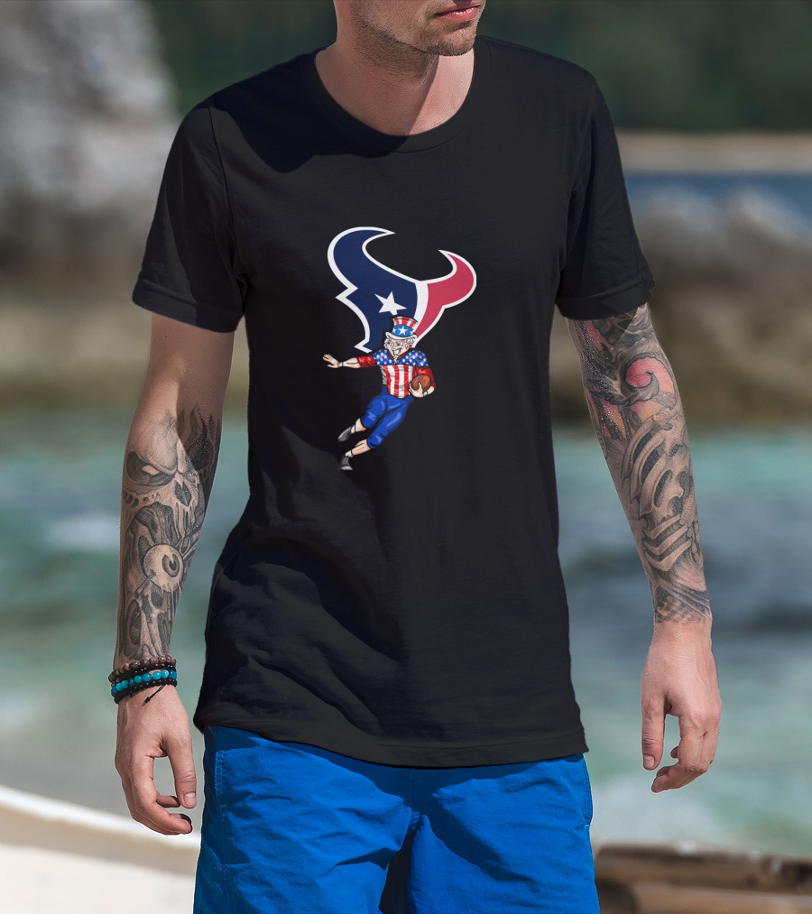 Houston Texans Uncle Sam 4Th Of July Football Americna Flag T-Shirt