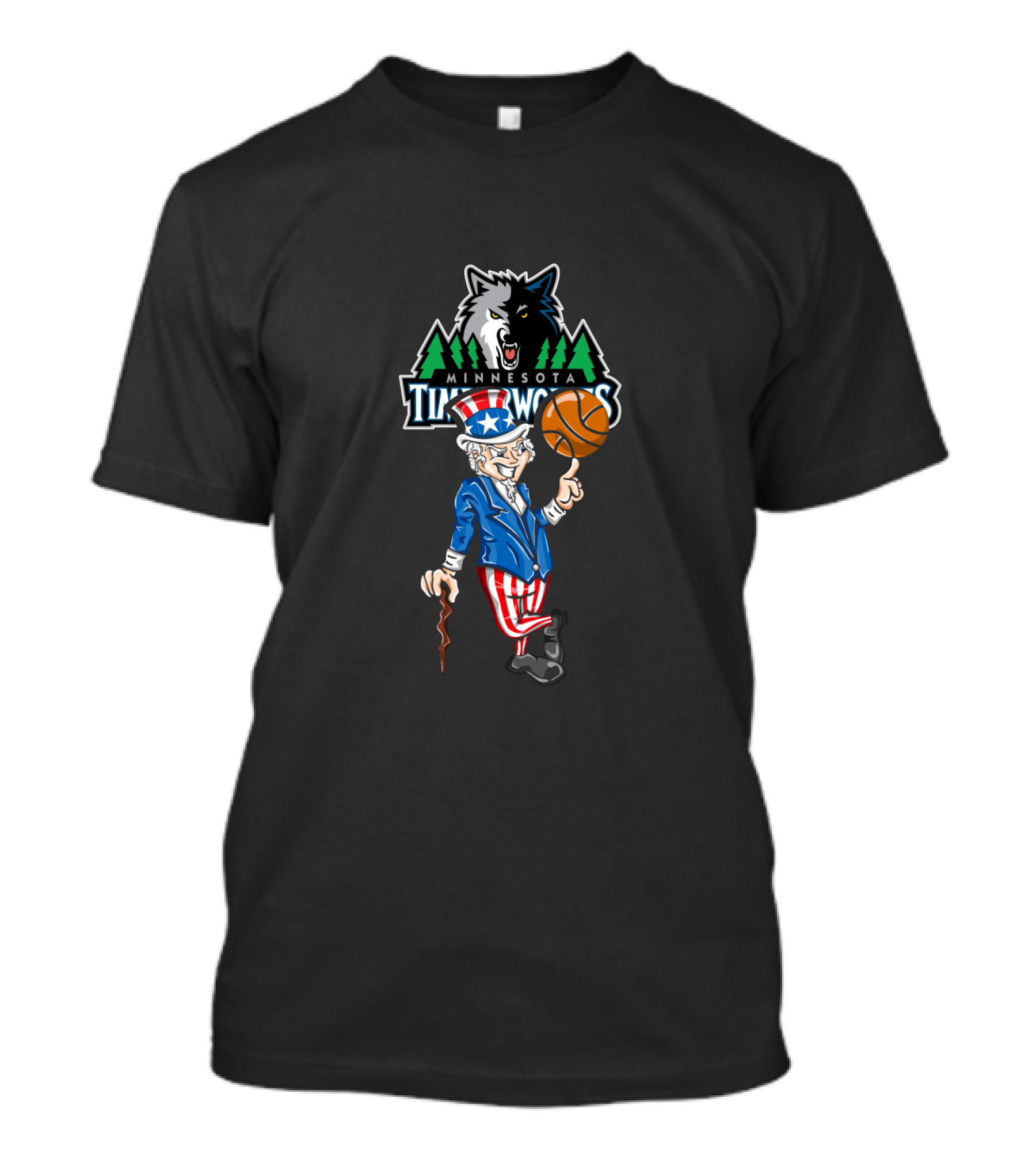 Minnesota Timberwolves Uncle Sam Basketball Logo 4Th July T-Shirt
