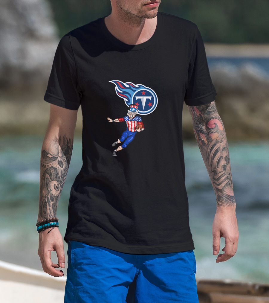 Tennessee Titans Uncle Sam 4Th Of July Football T-Shirt