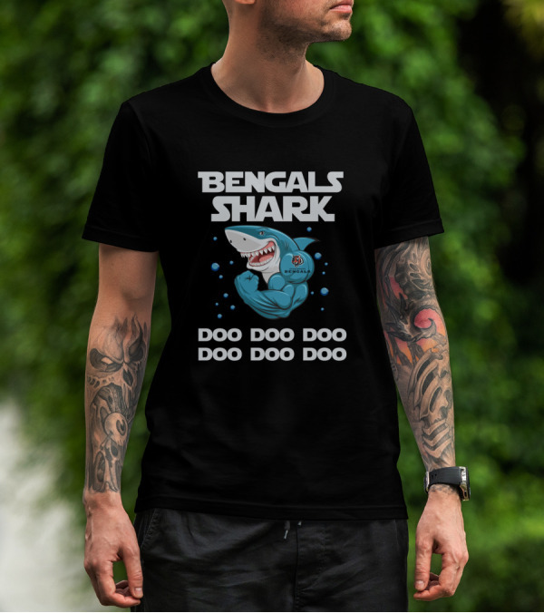 Bengals Shark Doo Doo Doo Cincinnati Bengals Logo Football T-Shirt