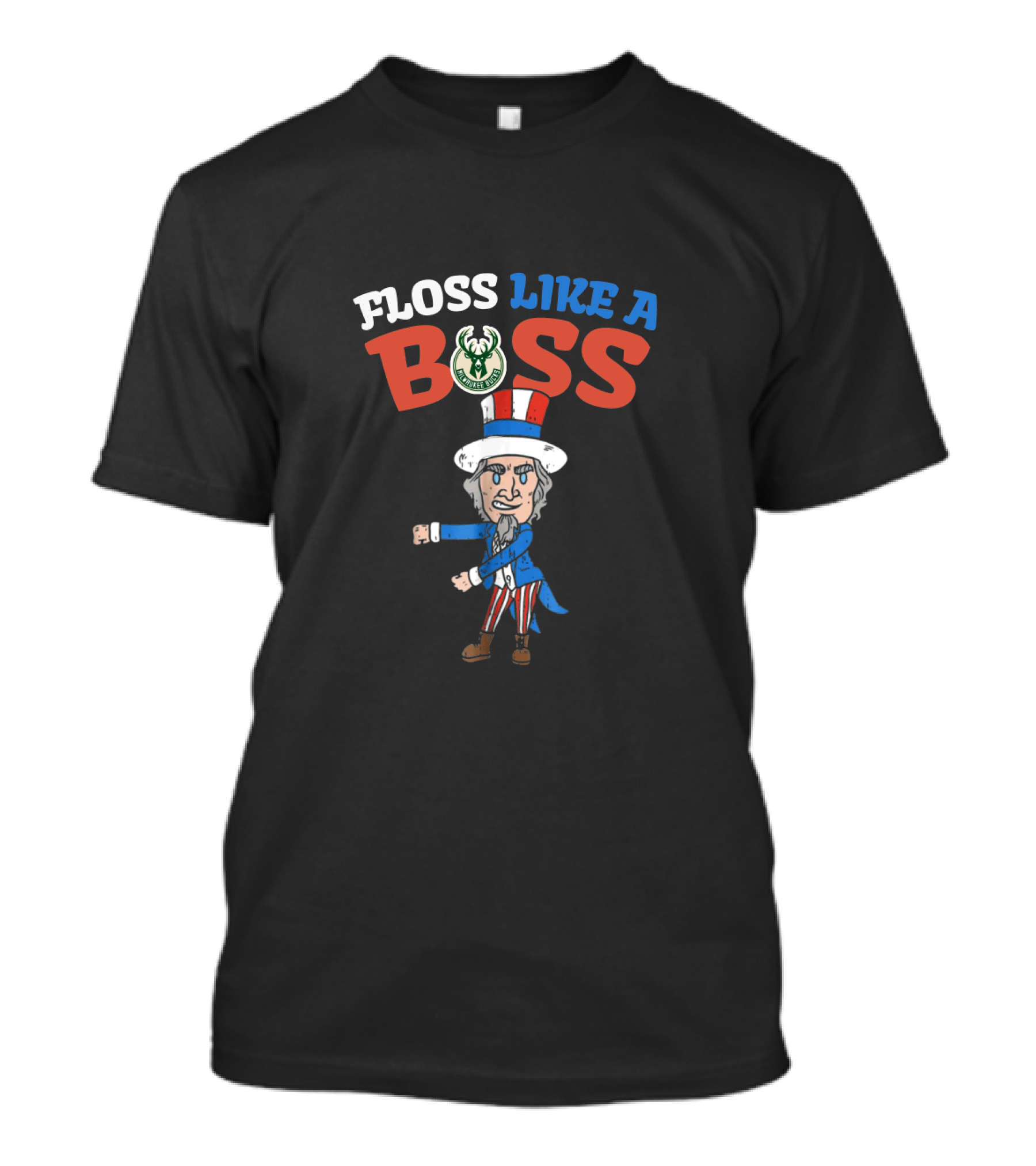 Floss Like A Boss Milwaukee Bucks Uncle Sam 4Th Of July T-Shirt
