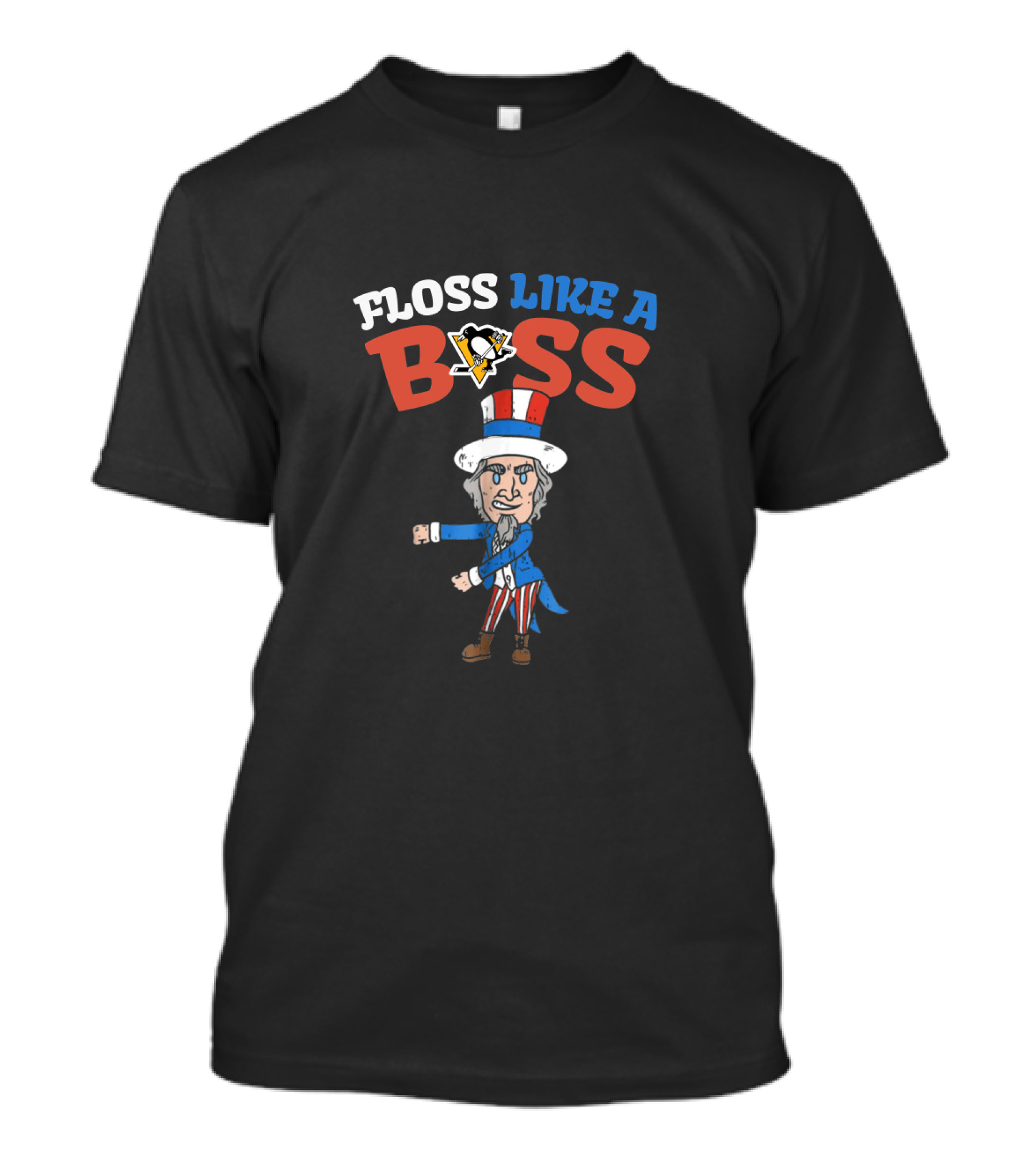 Floss Like A Boss 4Th July Pittsburgh Penguins Patriotic Dance Uncle Sam T-Shirt