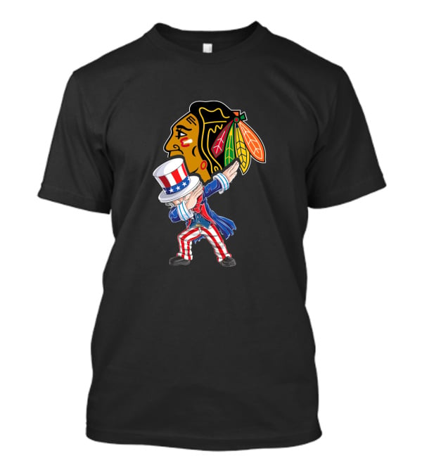 Uncle Sam Dabbing Chicago Blackhawks 4Th Of July T-Shirt