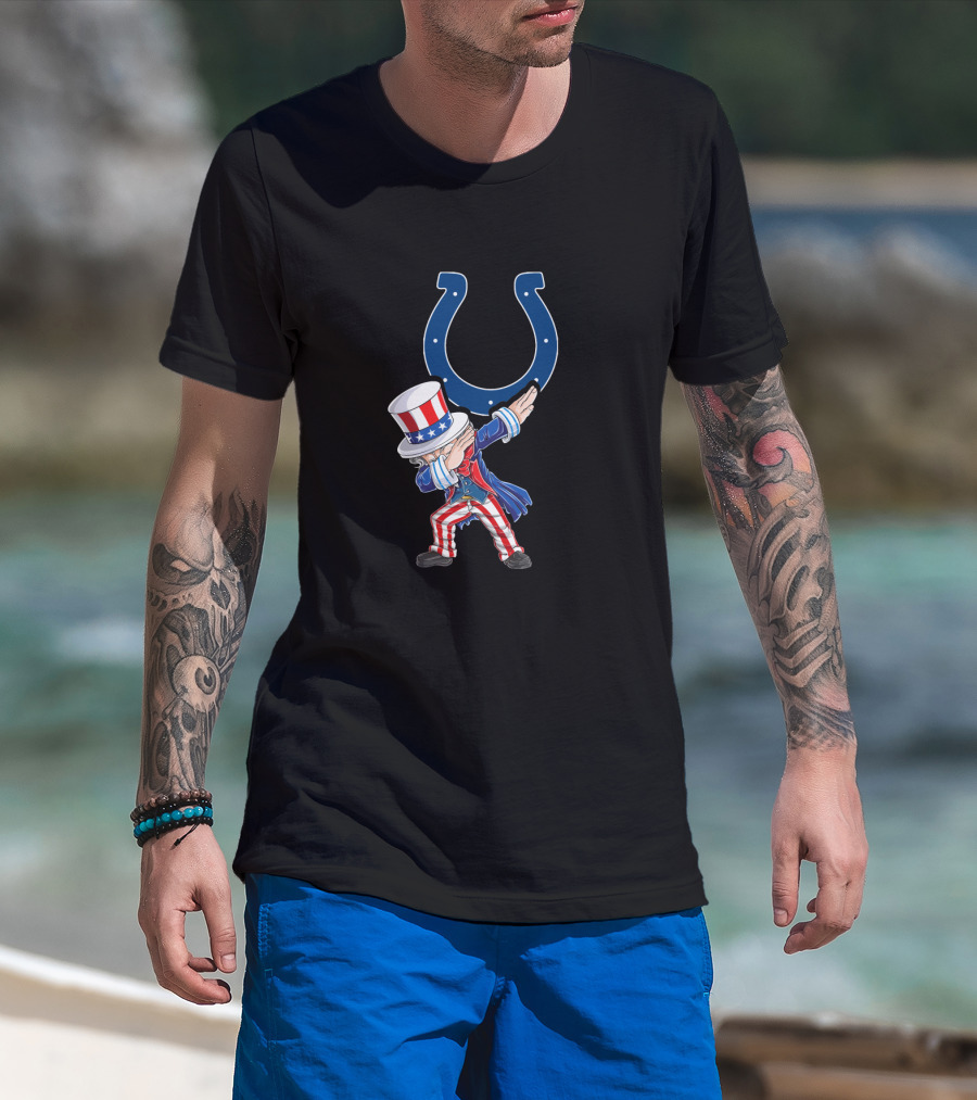 Uncle Sam Dabbing With Indianapolis Colts Horseshoe For 4Th Of July Celebration T-Shirt