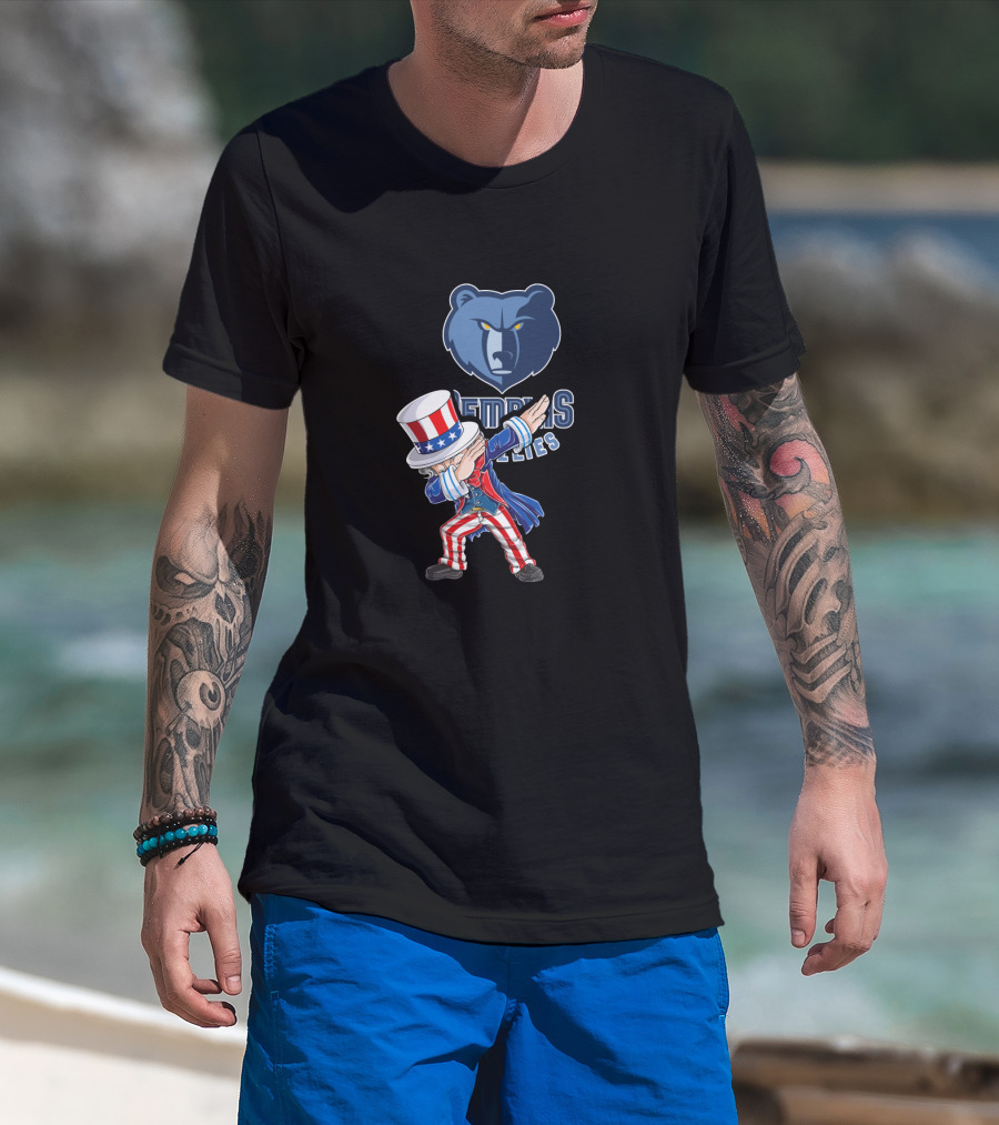Uncle Sam Dabbing With Memphis Grizzlies For 4Th Of July Celebration T-Shirt