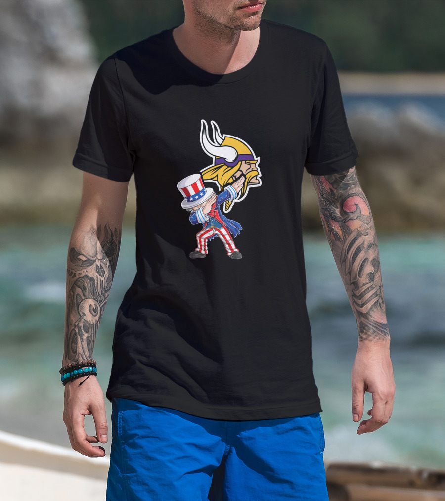 Uncle Sam Dabbing Minnesota Vikings 4Th Of July Celebration Iconic Representation T-Shirt