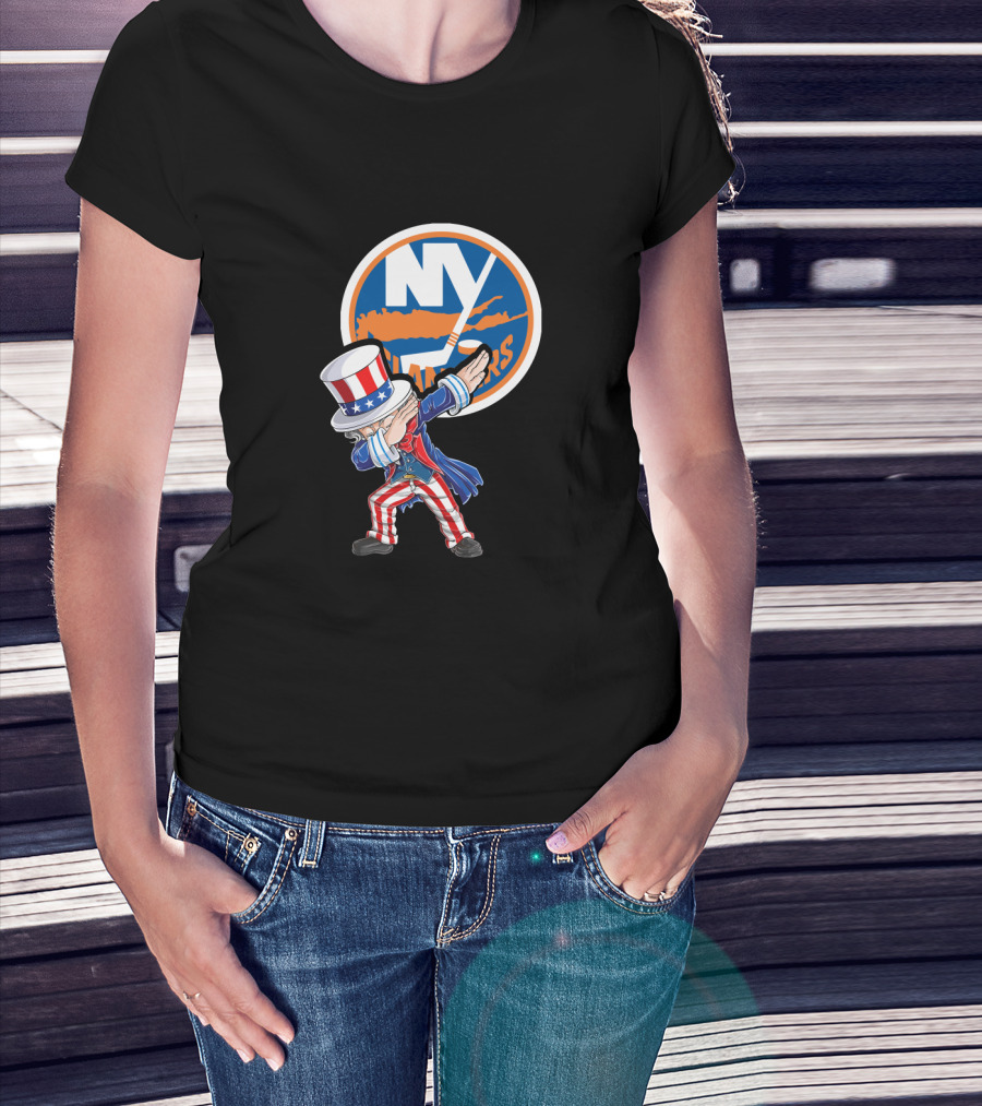 Uncle Sam Dabbing In Front Of New York Islanders Logo For 4Th Of July T-Shirt