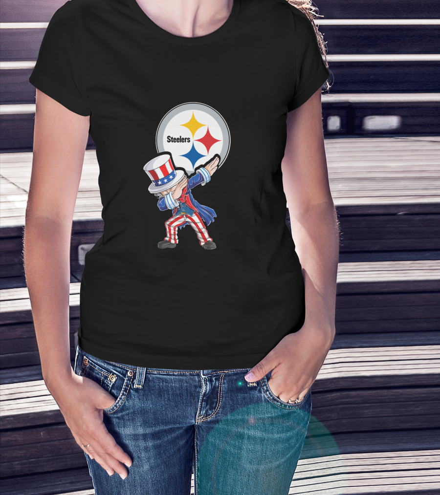 Uncle Sam Dabbing Steelers July 4Th Fan Gear T-Shirt