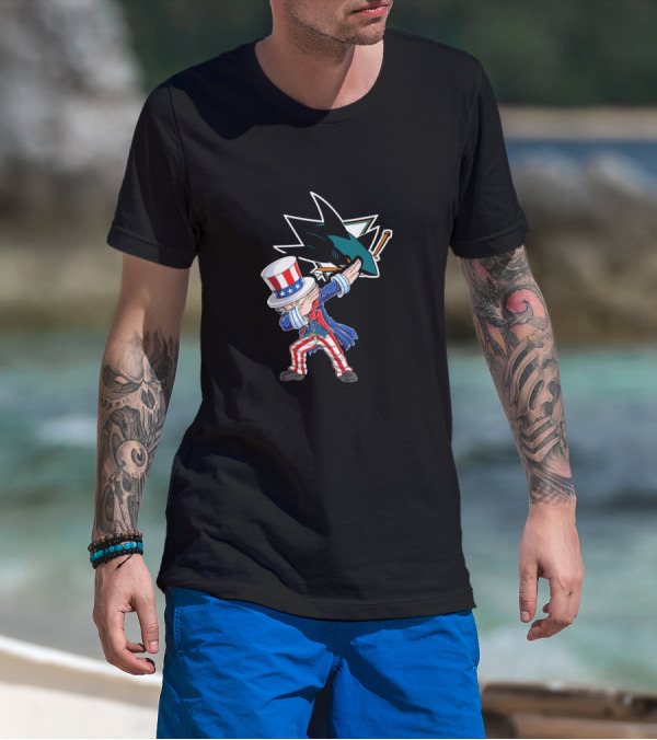Uncle Sam Dabbing San Jose Sharks Fourth Of July T-Shirt
