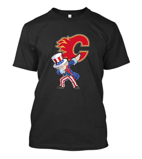 Uncle Sam Dabbing Calgary Flames July 4th Celebration Fans T-Shirt