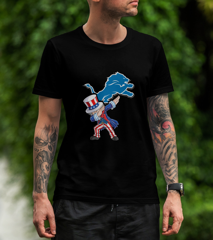 Uncle Sam Dabbing Detroit Lions 4Th Of July Fans T-Shirt