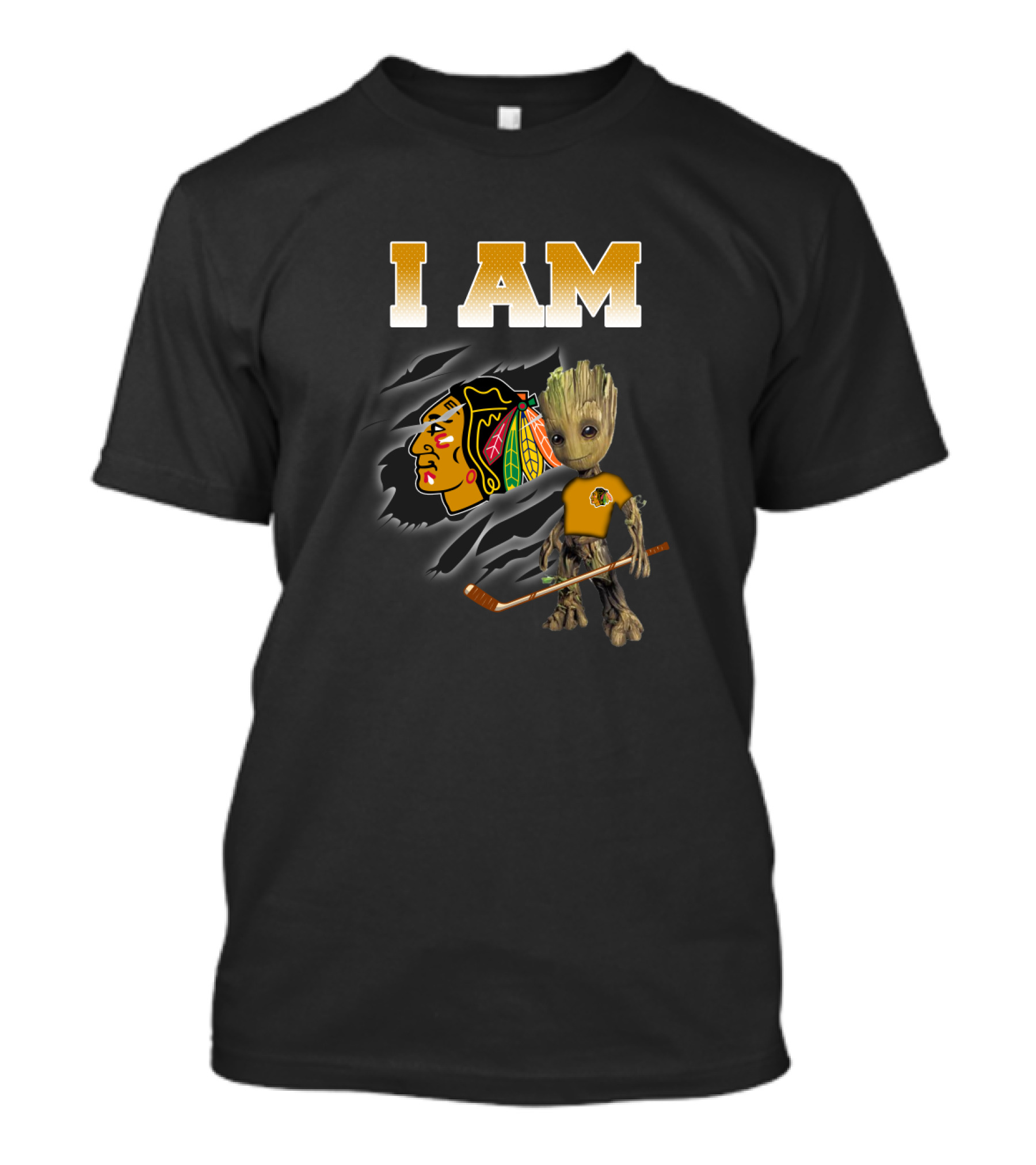 I Am Chicago Blackhawks Groot Hockey Fan T-Shirt