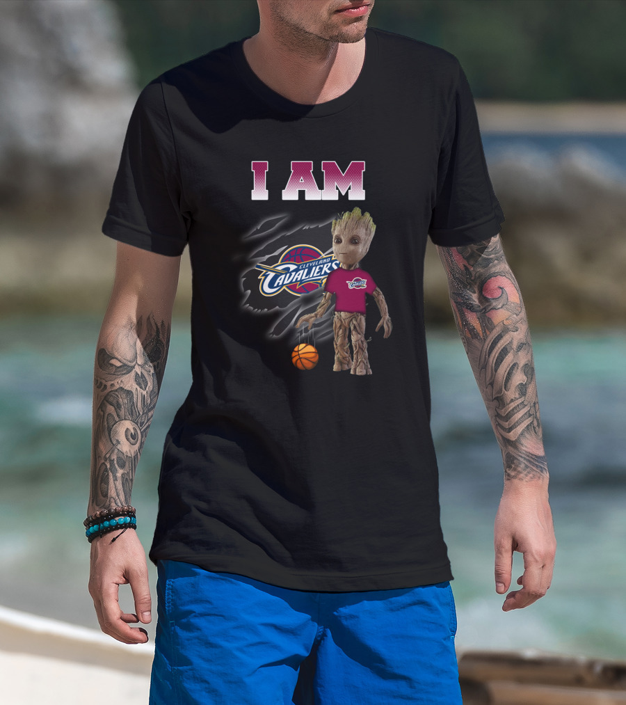 I Am Cleveland Cavaliers Groot With Basketball T-Shirt