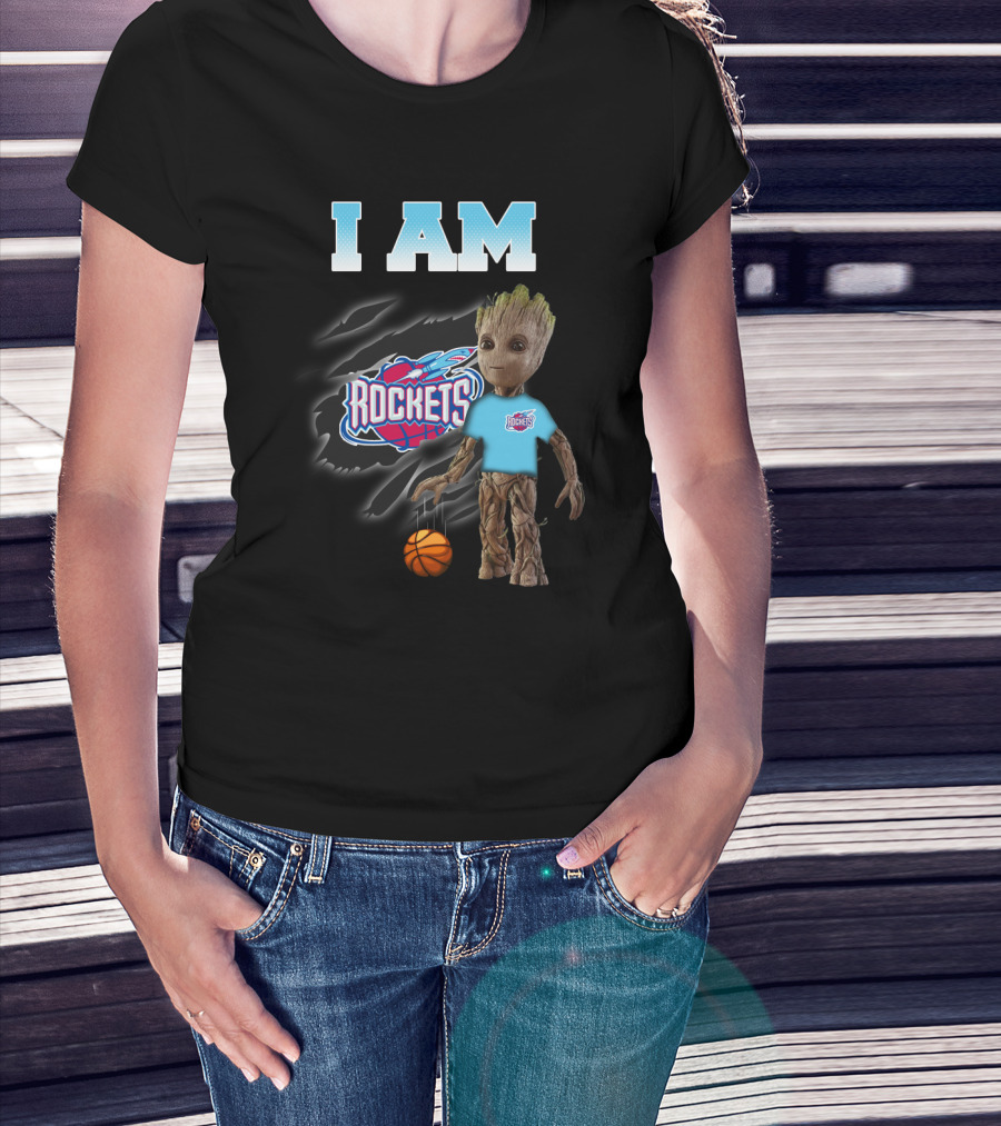 I Am Rockets Groot With Basketball Fan Gear T-Shirt