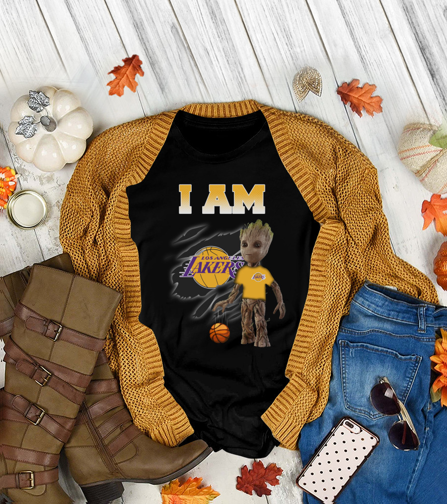 I Am Los Angeles Lakers Groot Basketball Fans T-Shirt
