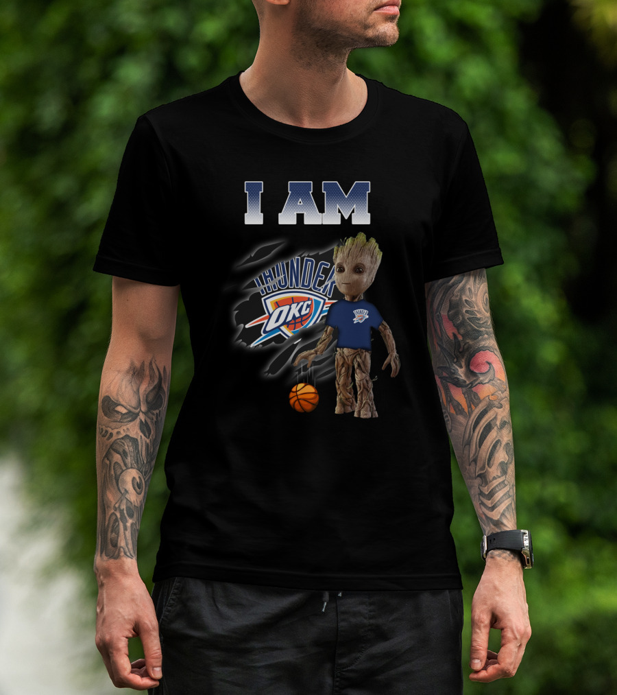 I Am Oklahoma City Thunder Groot Okc Basketball Fan T-Shirt