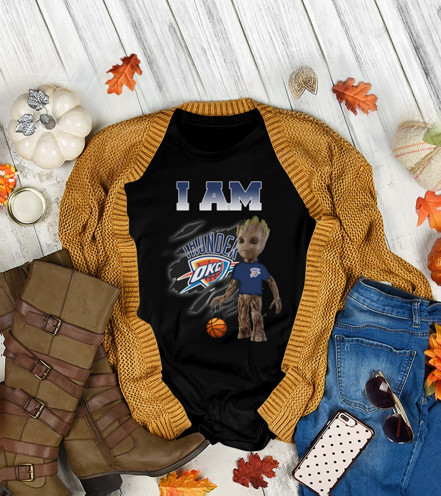 I Am Oklahoma City Thunder Groot Okc Basketball Fan T-Shirt