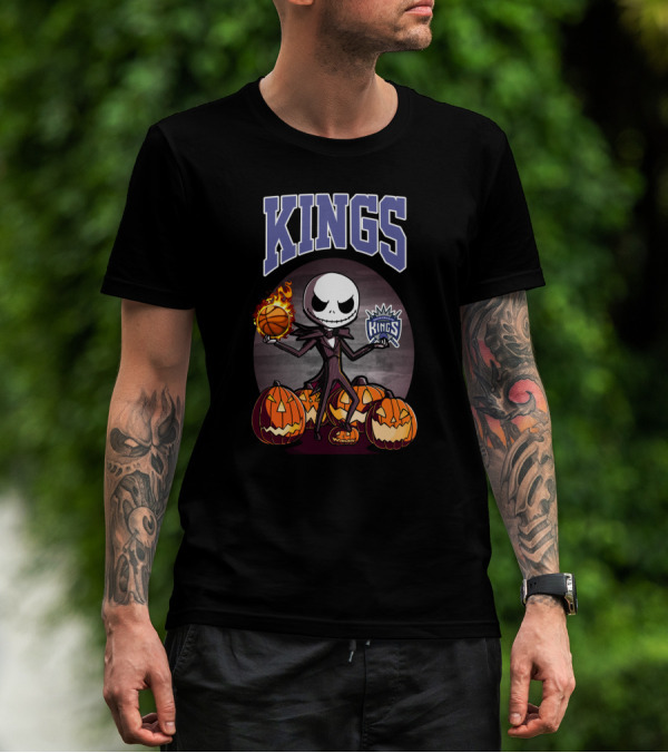 Jack Skellington Basketball Sacramento Kings Halloween Pumpkin T-Shirt