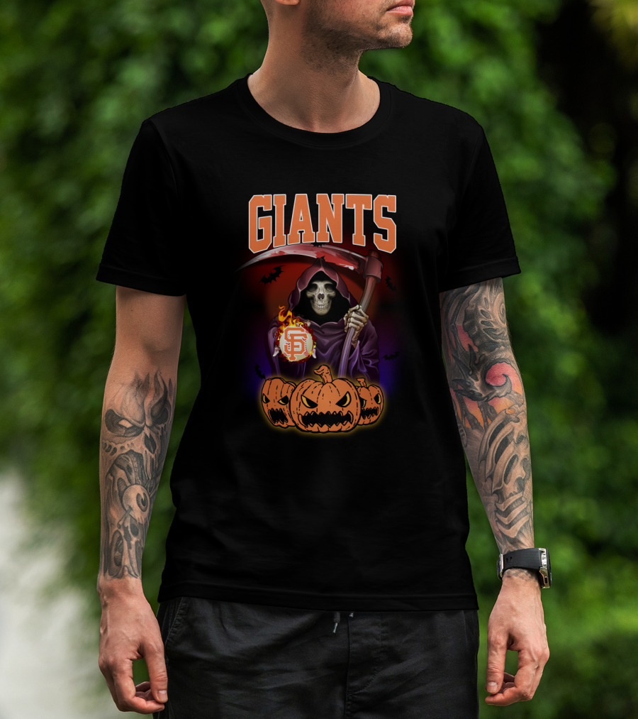 San Francisco Giants Grim Reaper Halloween Baseball Pumpkin T-Shirt
