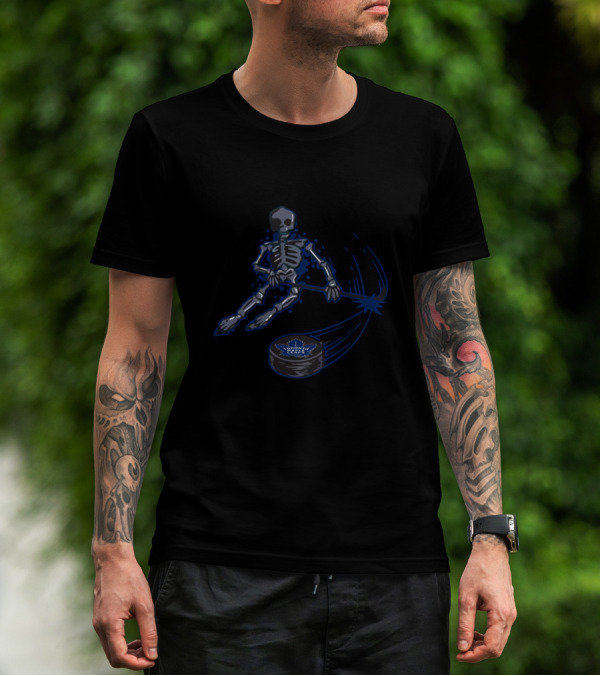 Toronto Maple Leafs Skeleton Playing Ice Hockey With Team T-Shirt