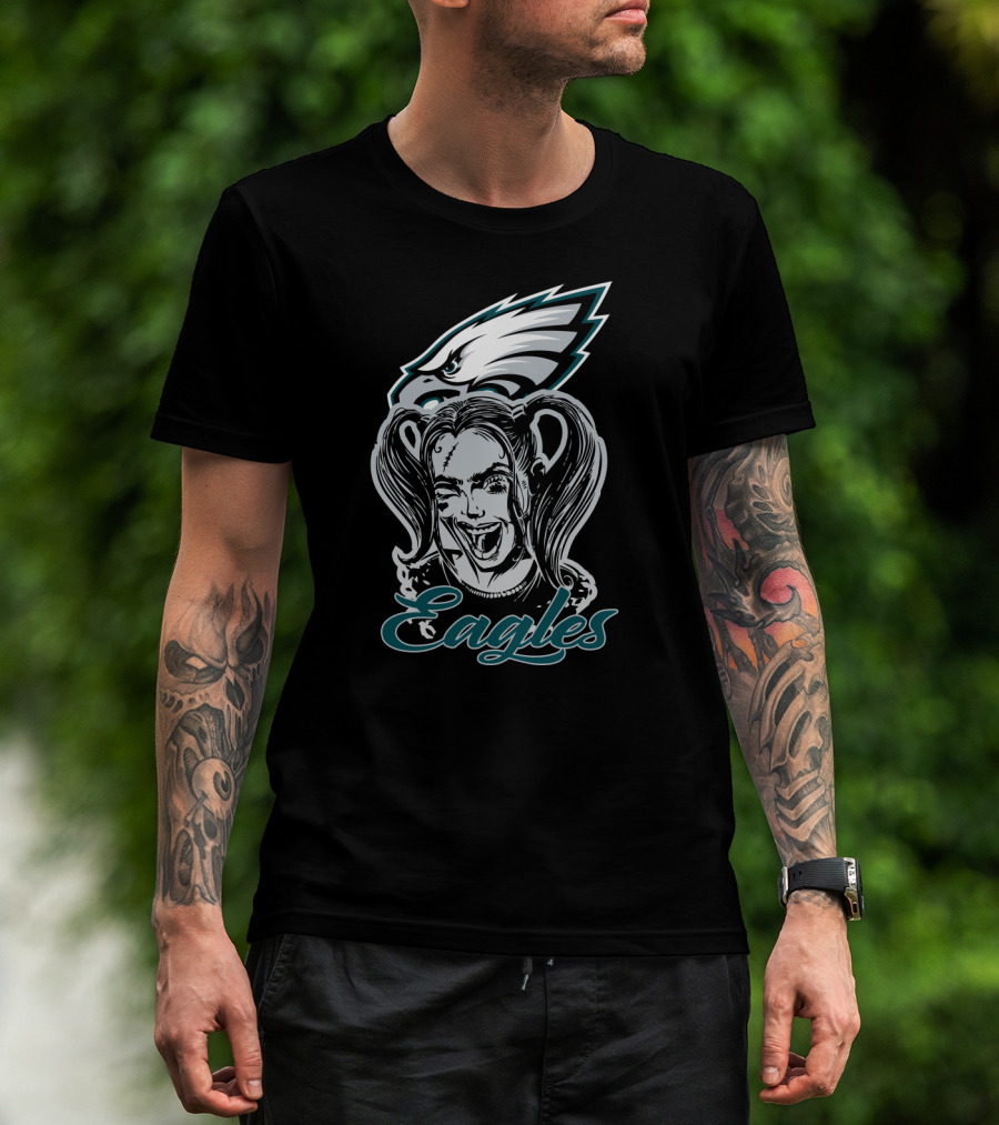 Harley Quinn Eagles Fan With Philadelphia Eagles T-Shirt