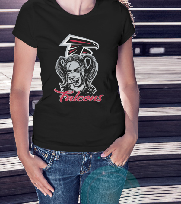 Harley Quinn And Atlanta Falcons Logo Fans Falcons T-Shirt