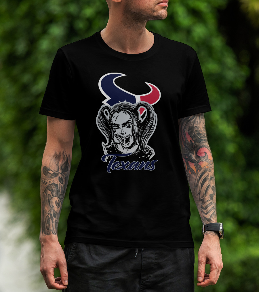 Harley Quinn Texans Fans Logo Face T-Shirt
