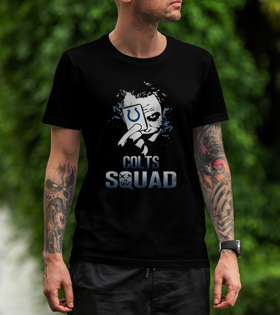 Colts Squad Joker Holding Indianapolis Colts Logo Card T-Shirt