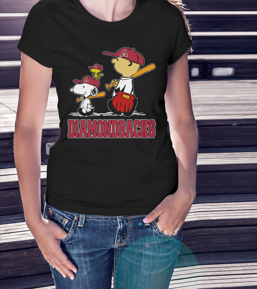 Diamondbacks Snoopy Charlie Brown Woodstock Baseball Fans T-Shirt
